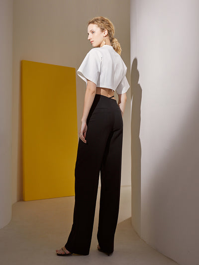 Pantalones de Cintura Alta con Pierna Ancha Irregular - Image 12