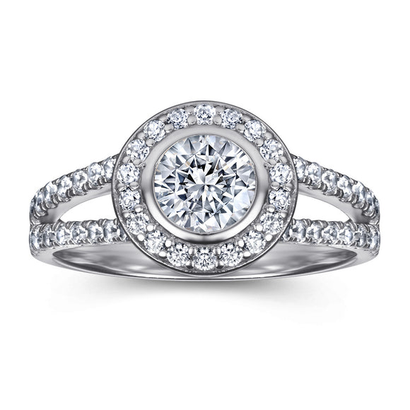 Anillo de Bodas con Diamantes en Línea Cuadrada Clásico