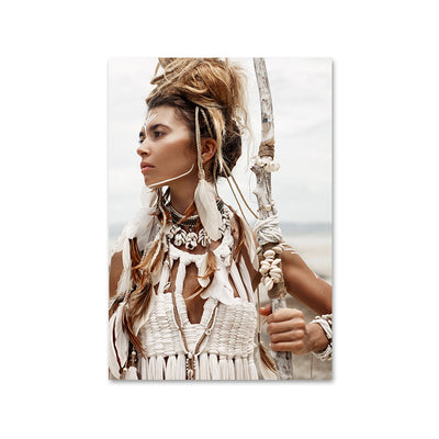 Cuadro Decorativo Boho Mujer Nórdico con Caña y Hierba - Image 13