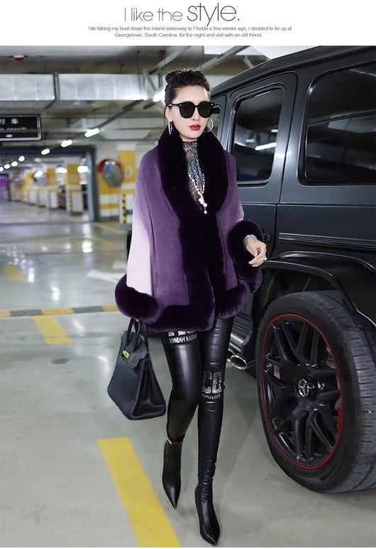 Cardigan Talla Grande con Cuello de Pelaje y Capa Degradada - Image 8
