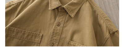 Camisa Casual Retro de Algodón Puro para Hombre - Gris Elegante - Image 17