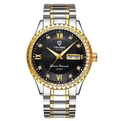 Relojes de Pareja Minimalistas Dorados con Diamantes - Cuarzo Elegante - Image 9