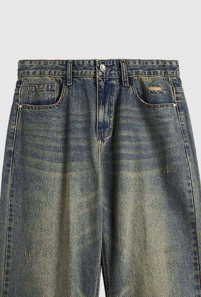 Pantalones Vaqueros Rectos Baggy con Detalles Vintage y Efecto Gastado - Image 13