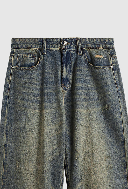 Pantalones Vaqueros Rectos Baggy con Detalles Vintage y Efecto Gastado - Image 13