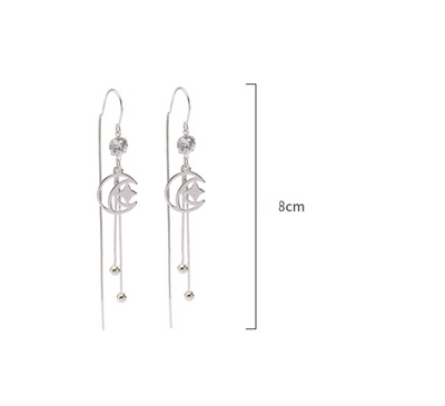 Aretes de Plata Esterlina con Diseño de Luna y Estrella para Mujer - Image 6
