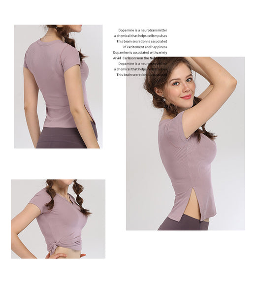 Conjunto de Yoga Ajustado de Manga Corta - Image 6
