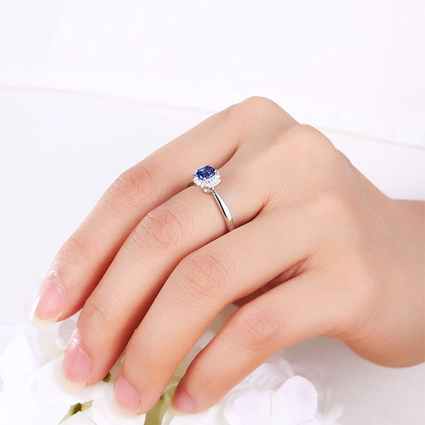 Anillo de Oro 18k con Zafiro Natural para Mujer