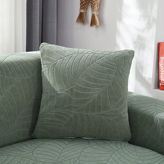 Funda de Almohada Jacquard Nórdica con Hoja Grande en Colores Puros