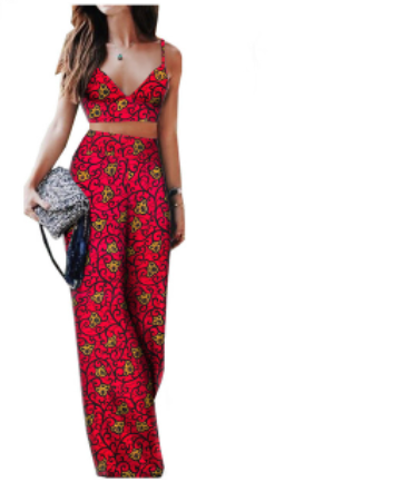 Conjunto de Dos Piezas Estampado Africano para Mujer