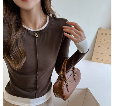 Blusa Elegante Cuello Redondo Falso Dos Cuerpos Premium para Mujer - Image 10