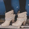 Botas de Tacón Grueso con Brillantes