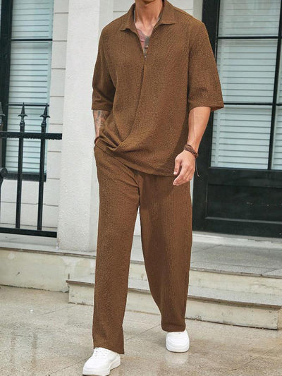 Conjunto Casual de Verano para Hombre: Playera Manga Corta y Pantalón Recto Cómodo - Image 12