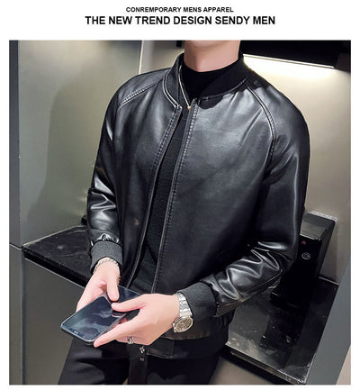 Chaqueta de Cuero Lavado Slim Fit para Hombre - Estilo Moderno - Image 11