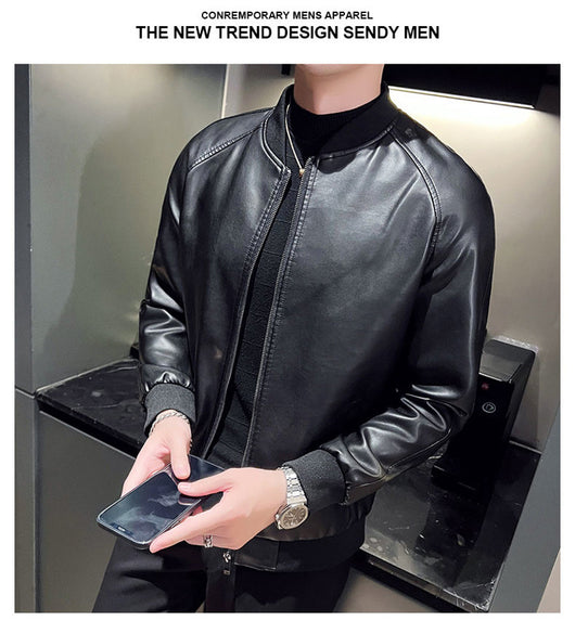 Chaqueta de Cuero Lavado Slim Fit para Hombre - Estilo Moderno - Image 11