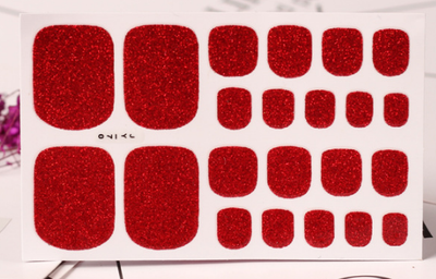 22 Stickers de Uñas Color Verde Cebolla con Polvo Brillante para Pies - Image 10