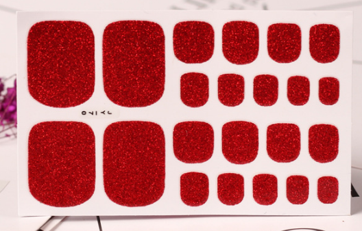 22 Stickers de Uñas Color Verde Cebolla con Polvo Brillante para Pies - Image 10