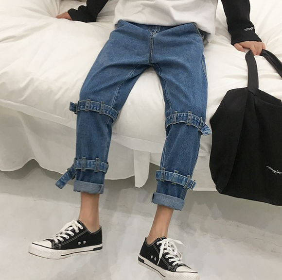 Pantalones Cargo Jeans Holgados Estilo Street Hip Hop - Tendencia Urbana Coreana