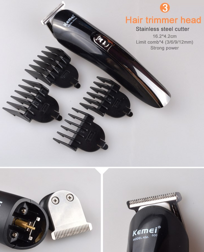 Cortadora de Cabello Kemei 6 en 1 Recargable con Cuchillas de Titanio - Máquina de Afeitar Profesional para Hombres - Image 7