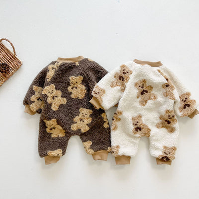 Mameluco de Bebé Otoño Invierno Estilo Coreano con Pelaje de Cordero - Image 13