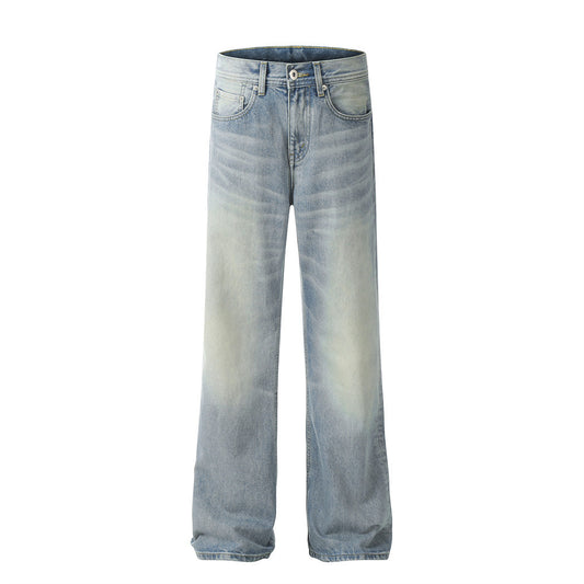 Jeans Skinny Ajustados con Patrón de Rayo Estilo Calle Americana para Hombre