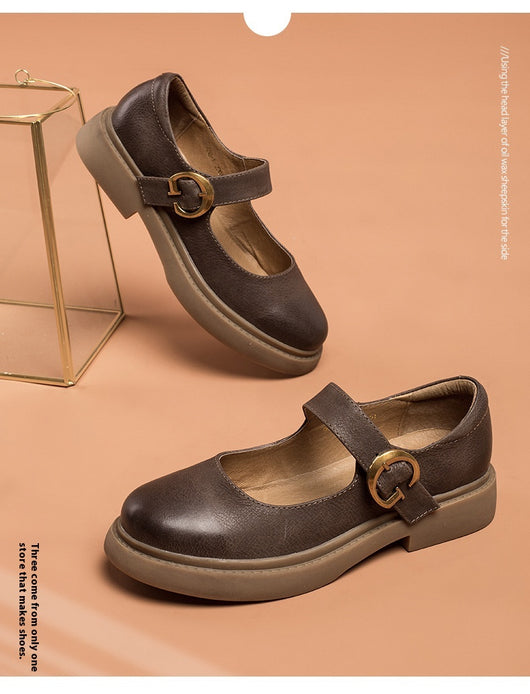 Zapatos Mary Jane de Cuero Vintage para Mujer con Hebilla - Image 13