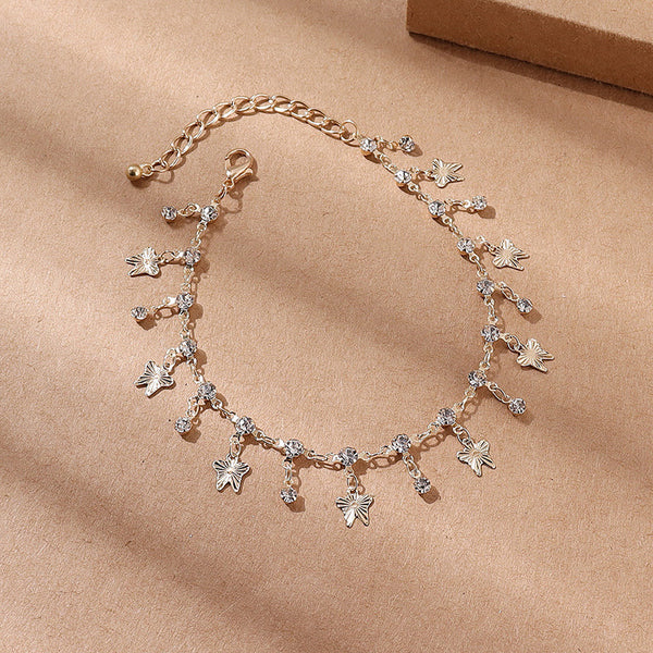 Butterfly Tassel Anklet Bracelet and Colorful Flower Oil Necklace