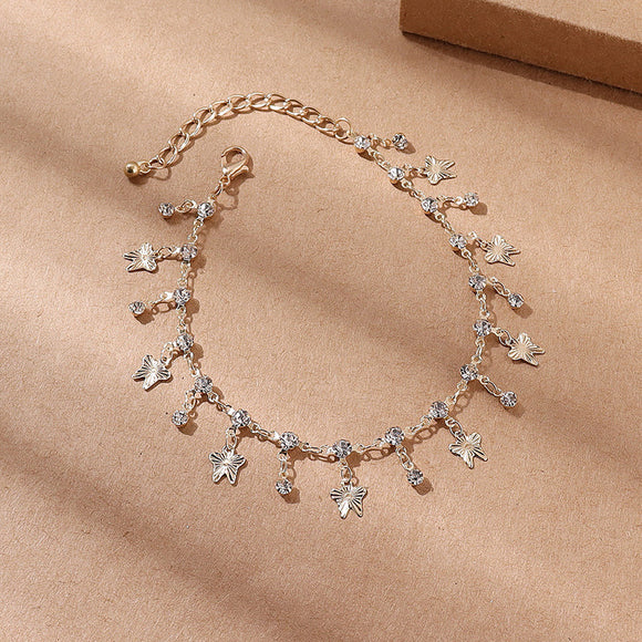 Pulsera Tobillera con Borlas de Mariposa y Collar de Aceite Colorido con Flores