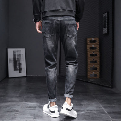 Pantalones Slim Stretch Negro Tendencia Coreana Multiuso Hombre - Image 8