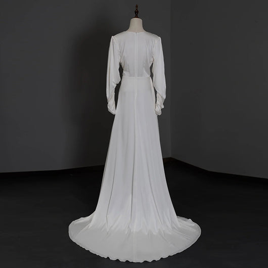 Vestido Largo de Satén con Mangas Largas - Image 7