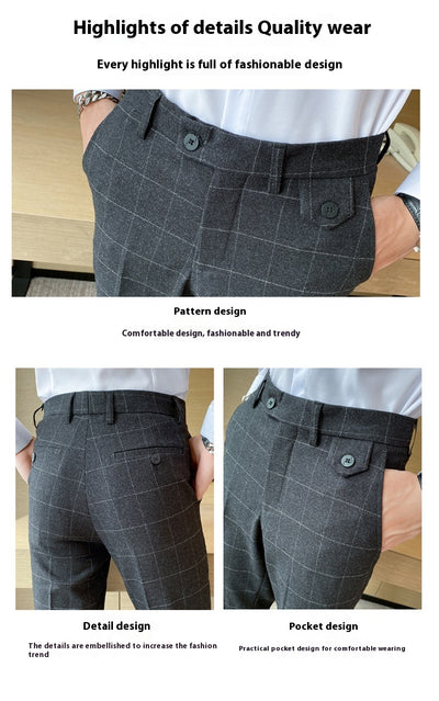Pantalón de Vestir Slim Fit Cuadros Clásicos Británicos - Elegancia Coreana para Hombre - Image 10