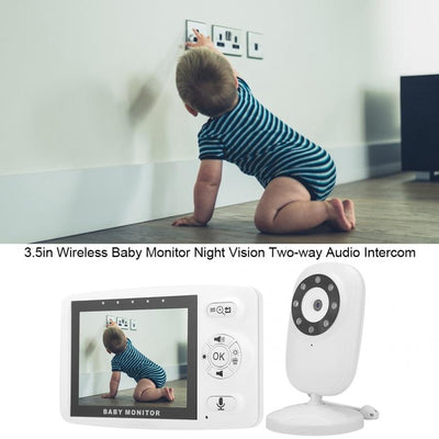 White 3.5-inch wireless baby monitor with a screen showing a smiling baby, featuring gray control buttons. - Image 5