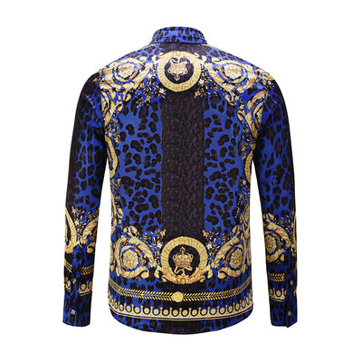 Camisa Étnica Leopardo 3D con Rayas Doradas y Flores - Image 4