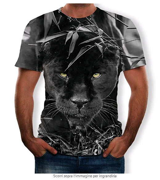 Camiseta Estampado 3D Águila, Lobo y León