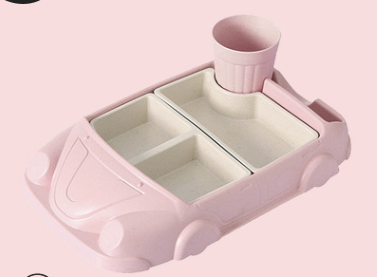 Plato Infantil de Fibra de Bambú con Diseño de Carrito - Image 4