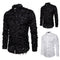 Camisa de Hombre con Borlas de Pluma en Solapa