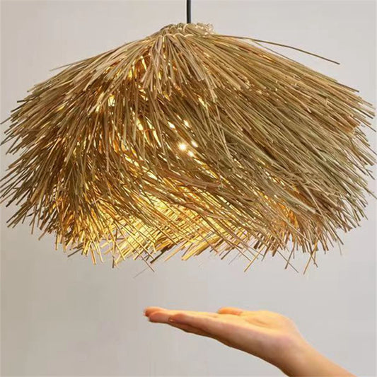 Lámpara Colgante Tejida en Ratán Estilo Wabi Sabi Japonés - Image 2