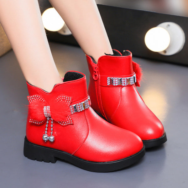 Botas Infantiles de Cuero con Moño - Cálidas y Elegantes para Niñas
