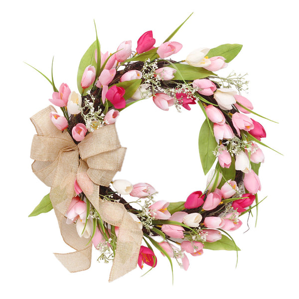 Adorno Colgante Corona de Tulipanes Bicolor para Día de San Valentín y Pascua - Image 5