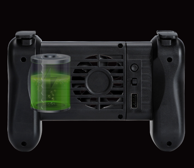 Black mobile game controller with integrated cooling fan and ergonomic grips for smartphones. - Image 10