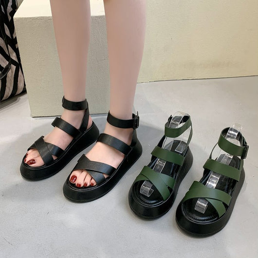 Sandalias Romanas Retro con Plataforma Elevada y Hebilla Delgada - Image 7