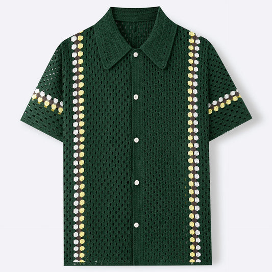 Polo Cardigan Crochet Soluble en Agua para Hombre - Image 2