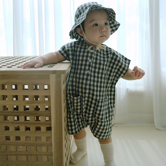Conjunto de Verano para Bebé con Diseño Escocés - Romper y Gorro Coordinado - Image 7