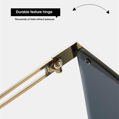 Gold frame square sunglasses with a one-piece gradient blue lens and black temple tips. - Image 28