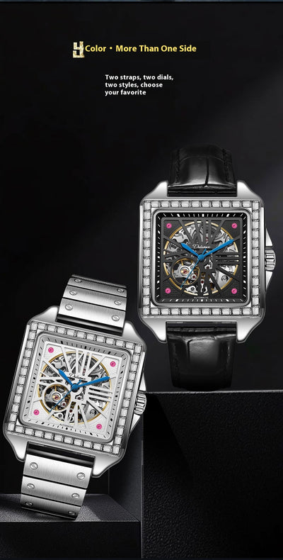 Reloj Automático de Diseño Cuadrado con Diamantes - Image 15