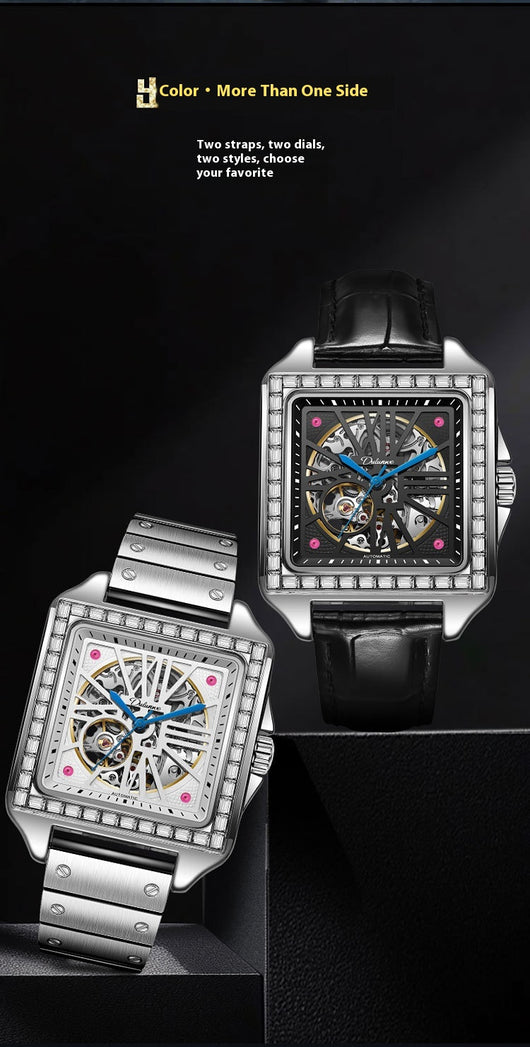Reloj Automático de Diseño Cuadrado con Diamantes - Image 15