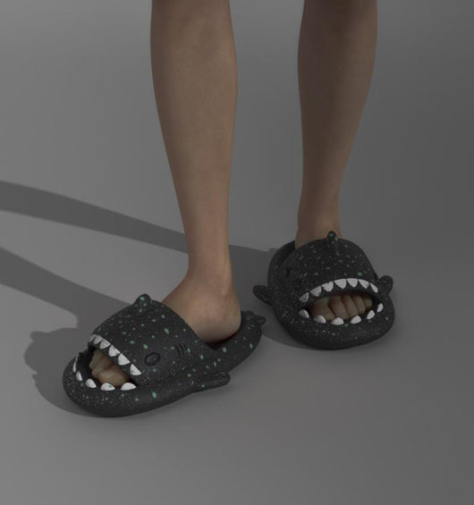 Pantuflas Tiburón con Luz Nocturna Diseño Noche Estrellada - Zapatillas de Casa para Parejas - Image 19