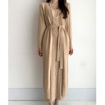 Cardigan de Lino con Vestido Tejido Integrado - Image 2