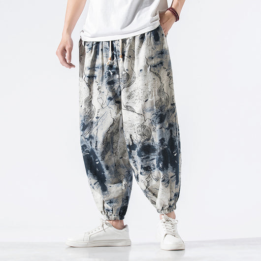 Pantalones Casuales Holgados Talla Grande Algodón Lino Estilo Chino - Image 2