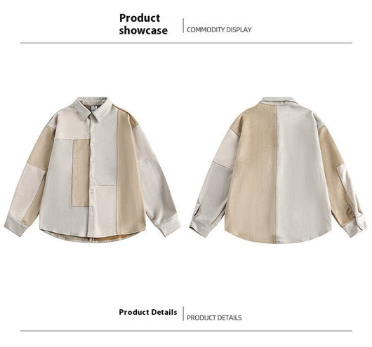 Chaqueta de Ante con Patchwork de Colores Contrastantes - Image 11