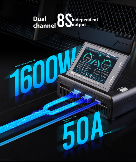Cargador Dual M8D con Pantalla Táctil Color - Entrada de Alta Potencia para Drones - Image 11